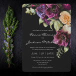 Black Dark Moody Elegant Floral Wedding Invitation<br><div class="desc">Customize this Black Dark Moody Elegant Floral Wedding Invitation for your upcoming wedding. This personalized Black Dark Moody Elegant Floral Wedding Invitation will make your wedding a special, personalized event for your family and friends. Your guests will love how this Black Dark Moody Elegant Floral Wedding Invitation is personalized to...</div>