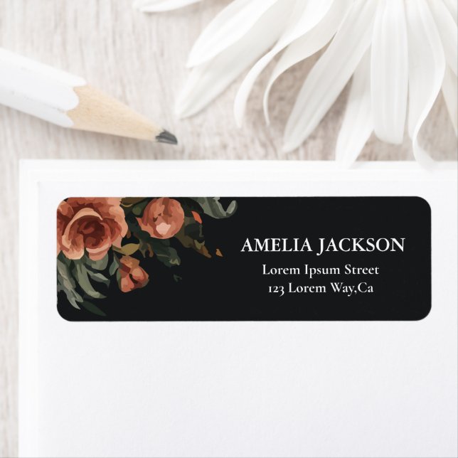 Black Dark moody Vintage Winter Bridal shower Label (Insitu)