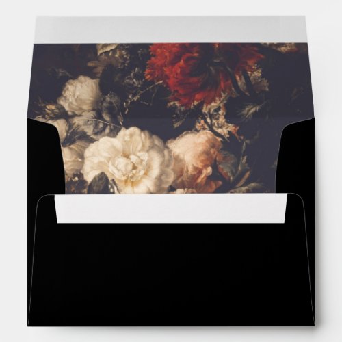 Black Dark Moody Wedding Floral Envelope Liner