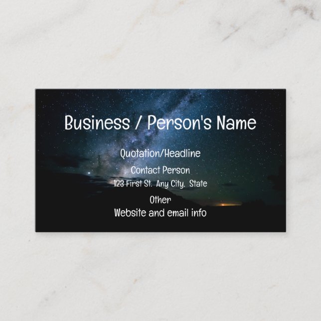 Black Dark Night Sky Starry Stars Milky Way  Business Card (Front)