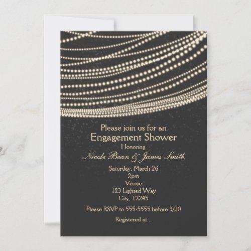 Black Dark Night Sky  String Lights Invitations