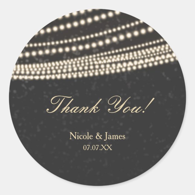 Black Dark Night Sky & String Lights Stickers (Front)