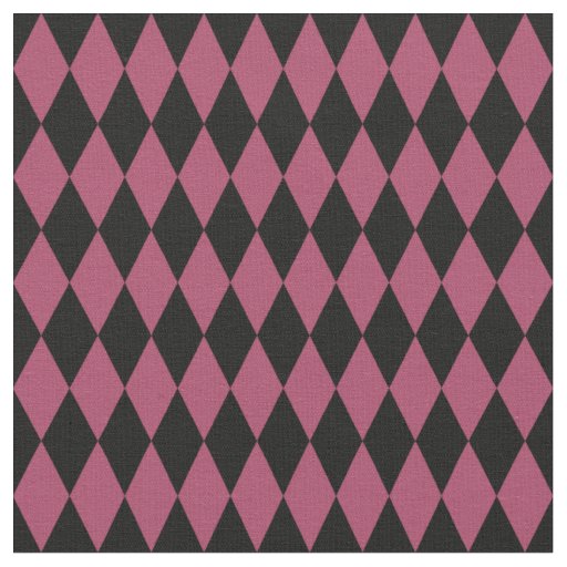 Black & Dark Pink Harlequin Diamonds Fabric