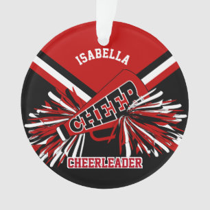 Black, Dark Red and White 📣 Cheerleader Ornament