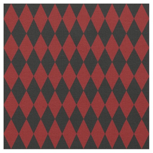 Black & Dark Red Harlequin Diamonds Fabric