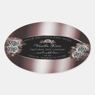 Black Dark Red Product Labels Silver Frame Roses