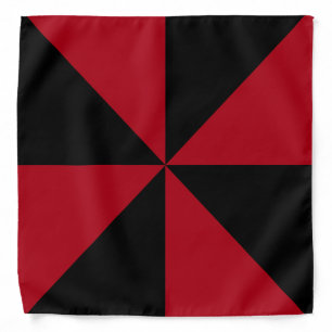 Black, Dark Red Triangle Pinwheel Pattern Bandana