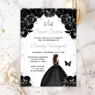 Black Dark Skin Princess Sweet Sixteen Invitation