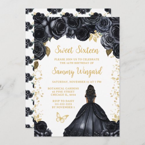 Black Dark Skin Princess Sweet Sixteen Invitation