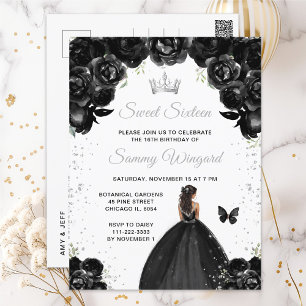 Black Dark Skin Princess Sweet Sixteen Postcard