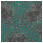 Black Dark Turquoise Gothic Rose Floral Small Fabric