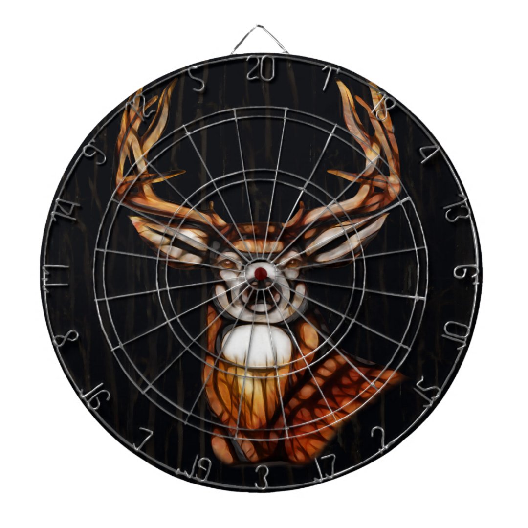 Black Dark Wooden Wood Deer Rustic Country Unique Dartboard With Darts Zazzle