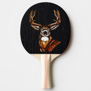 Black Dark Wooden Wood Deer Rustic Country Unique Ping Pong Paddle