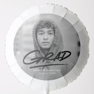 Black Dashed Personalized Photo Graduation Balloon