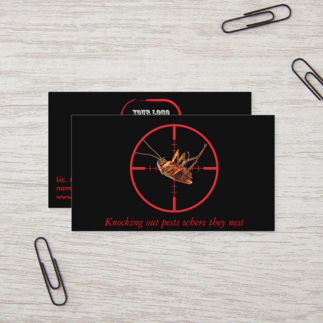 Black Dead Roach Pest Service 2 Sided Business Card (Front/Back In Situ)