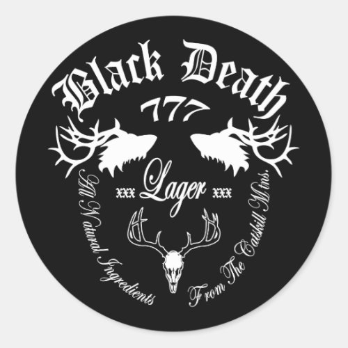 Black Death 777 _ Catskill Mountain Lager Classic Round Sticker