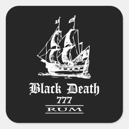 Black Death 777 _ Ol Ships Rum Square Sticker