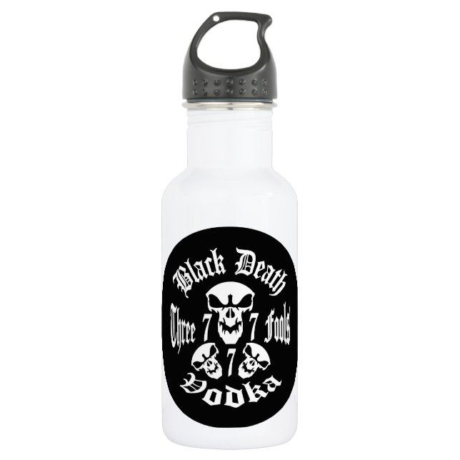 Black Death 777 - Three Fools Vodka Water Bottle (Front)