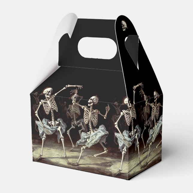 Black Death Dancing Skeletons Halloween Favor Boxes (Front Side)