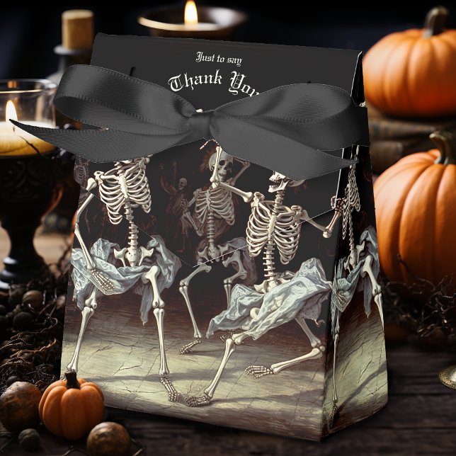 Black Death Dancing Skeletons Halloween Favor Boxes (Gothic Dancing Skeletons Favor Box, perfect for Halloween and Gothic Themed Parties.)