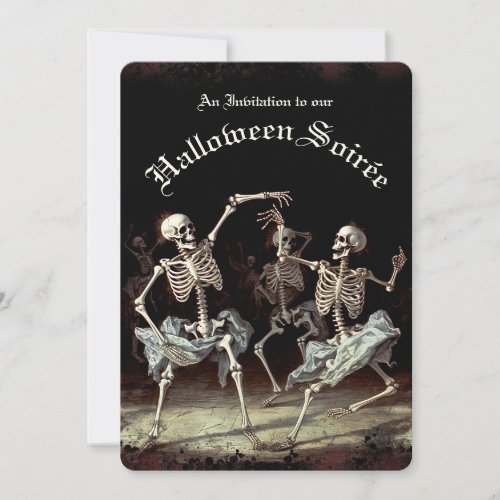 Black Death Dancing Skeletons Halloween Invitation