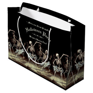 Black Death Dancing Skeletons Halloween Large Gift Bag
