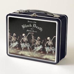 Black Death Dancing Skeletons Halloween Metal Lunch Box