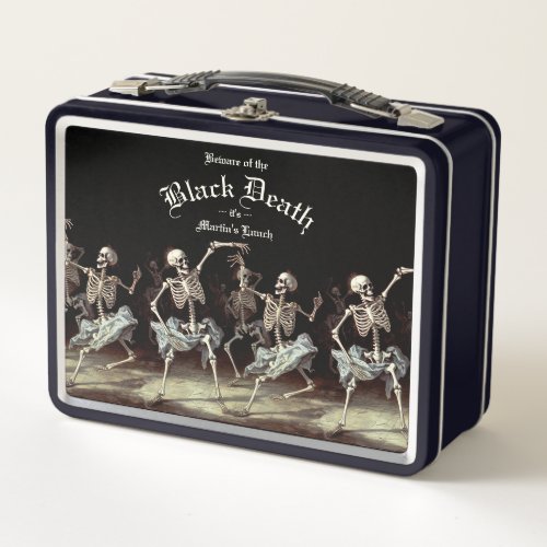Black Death Dancing Skeletons Halloween Metal Lunch Box
