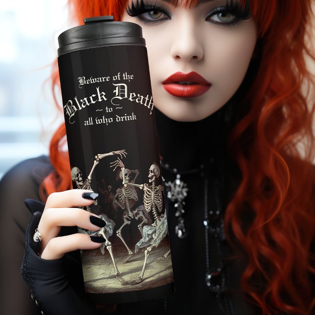 Black Death Dancing Skeletons Halloween Thermal Tumbler (Creator Uploaded)