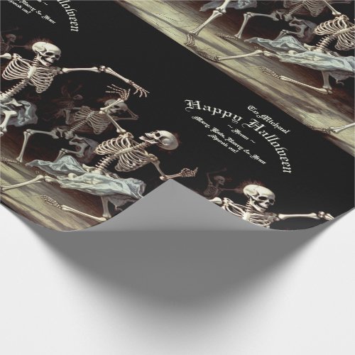 Black Death Dancing Skeletons Halloween Wrapping Paper
