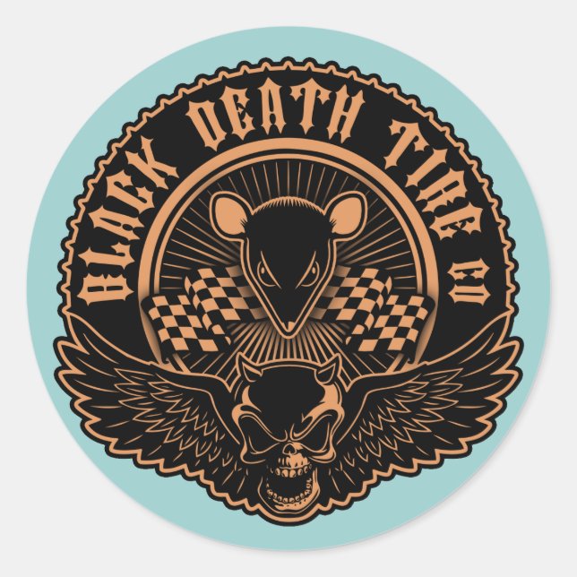 Black Death Tire Co. -Or Classic Round Sticker (Front)