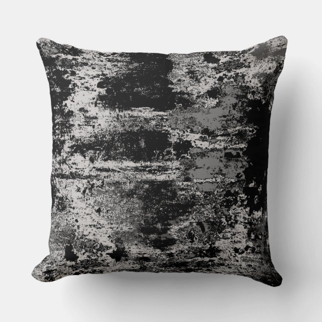 Black Decay Throw Pillow (Front)