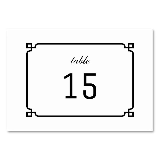 Black Deco Chic Table Card (Front)