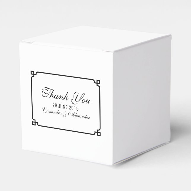 Black Deco Chic Wedding Favor Boxes (Front Side)