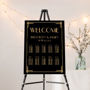 Black Deco Wedding Welcome Seating Chart Foam Board