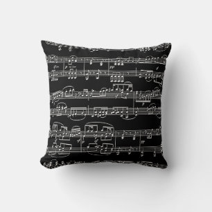 black decor-item music-themed throw pillow