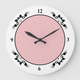 Black Decorations Number Face Colored Background Large Clock