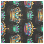 Black Decorative Royal Crown Pattern Textile Fabric
