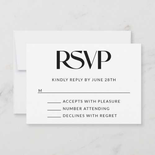 Black Decorative Serif Wedding RSVP Card