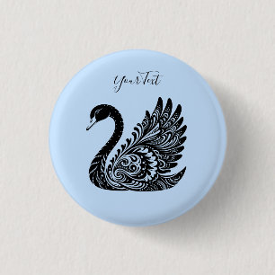 Black Decorative Swan Button