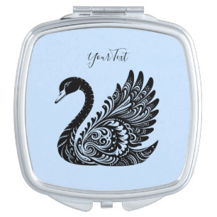 Black Decorative Swan Compact Mirror