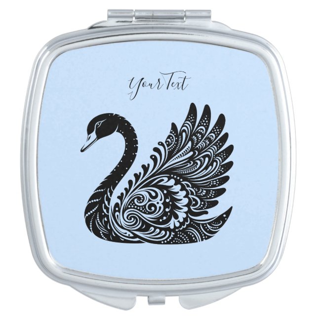 Black Decorative Swan Compact Mirror (Front)