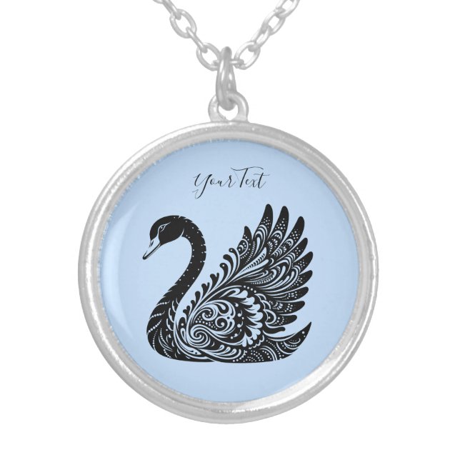 Black Decorative Swan Necklace (Front)