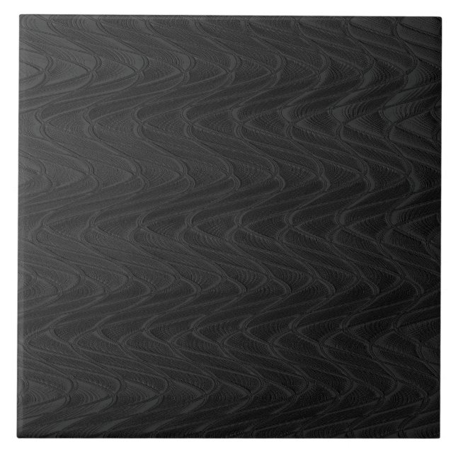 Black Decorative Wavy Ceramic Tile (Front)