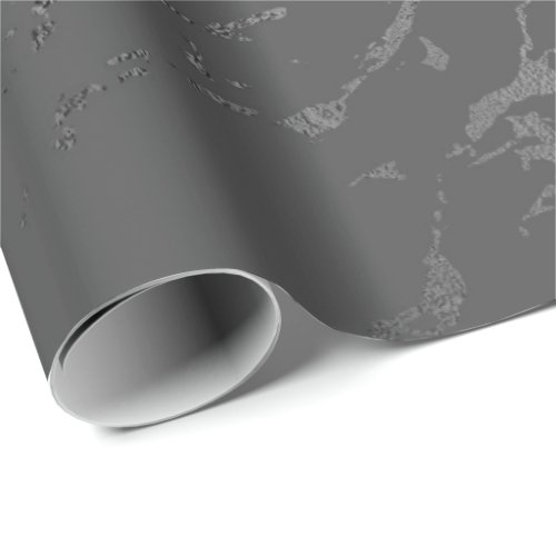 Black Deep Gray Marble Silver Carrara Shiny Wrapping Paper