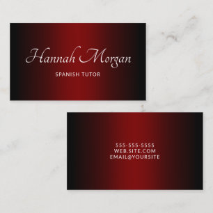 Black Deep Red Ombre Elegant Script Business Card