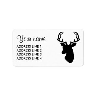 Black Deer Head Silhouette Label