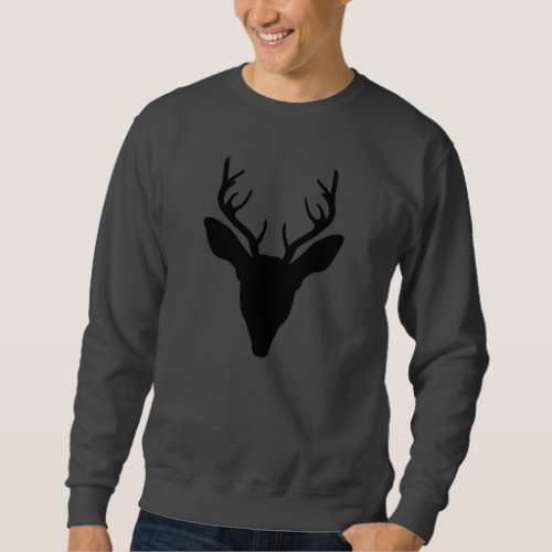 Black Deer Head Silhouette Wild Animal Sweatshirt