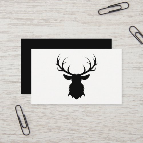 Black Deer Head with Antlers Silhouette Business Card