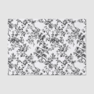 Black Delicate Floral Toile Tissue Paper